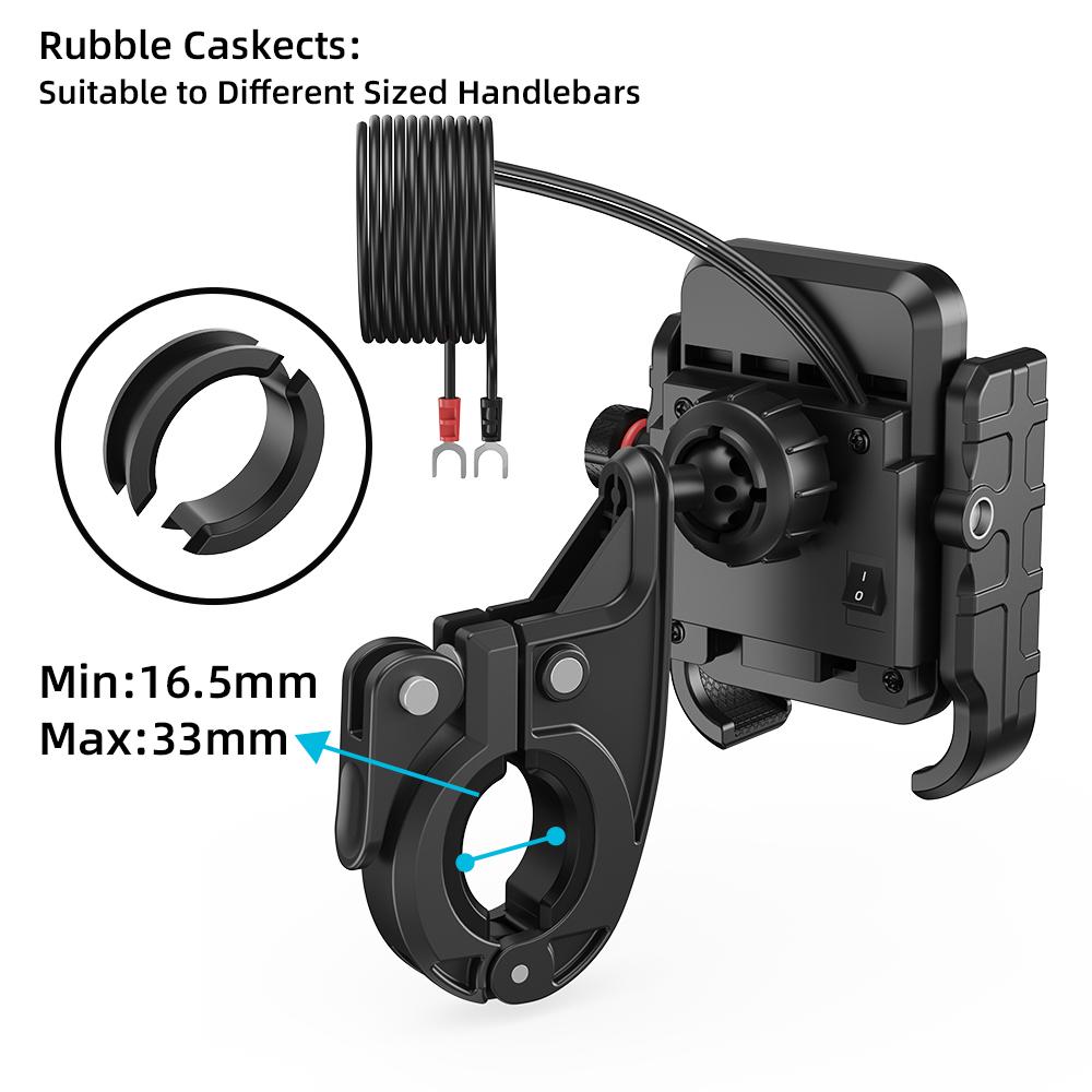 Xiaomi Motorcycle Phone Mount with Charger USB C 20W Fast Charging Port Waterproof Motorcycle Cell Phone Holder Cradle
