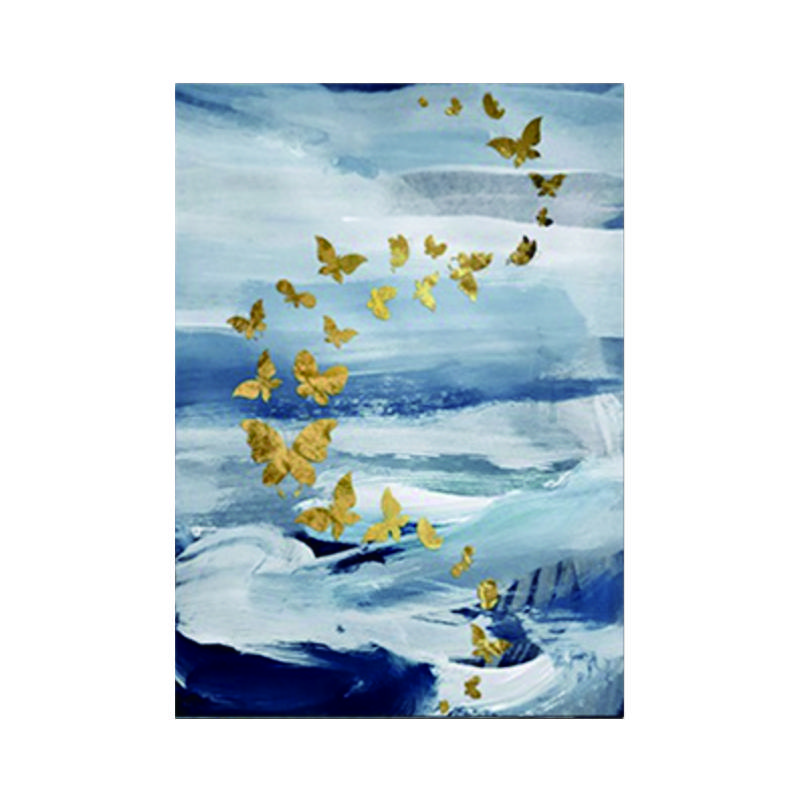 Modern Canvas Decorative Painting Golden Butterfly Living Room Abstract Drawing Sofa Background Wall Dancing Poster Frameless