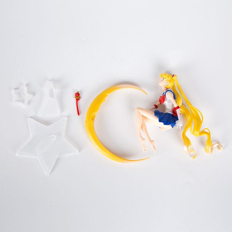 Crescent Moon Pretty Girl Cake Topper with Moon Base - Large Size Soldier Figurine
