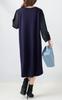 Gold Japan Plus Size Heart Neck Chiffon Sleeve Long Midi Heart Size 3L Women's Dress, Dress, Sleeves, Dress, Neck, Navy, (mncut-122419)