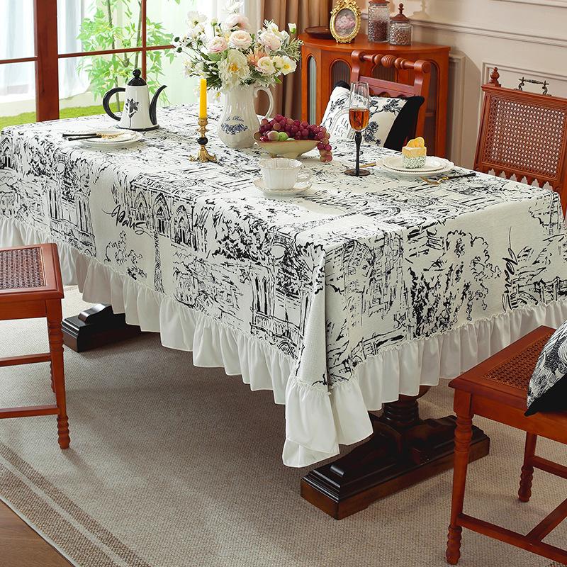 French Retro Tablecloth Anti-fouling, Dirt-resistant and Dustproof Rectangular Light Luxury High-end Dining Table Cloth