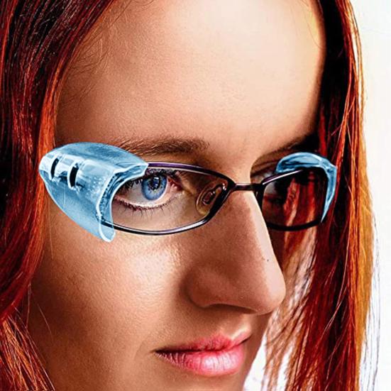 1 Paar bunte TPU-Brillen-Seitenschutz-Abdeckungsflügel, Spritzschutz, einfach zu installieren, transparentes Design, Augenglas-Abdeckungsflügel