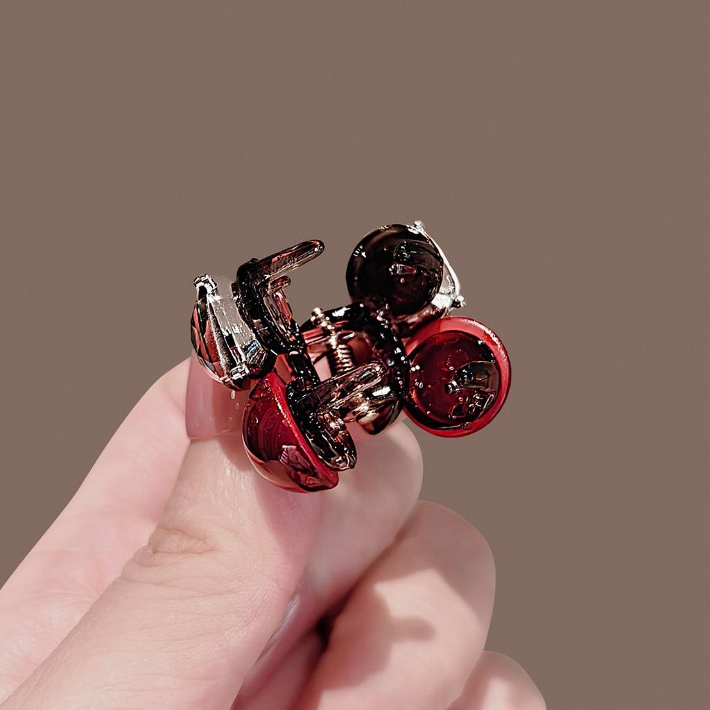 Fashionable Red Pearl Sparkling Diamond Edge Clip With Small Grip Clip