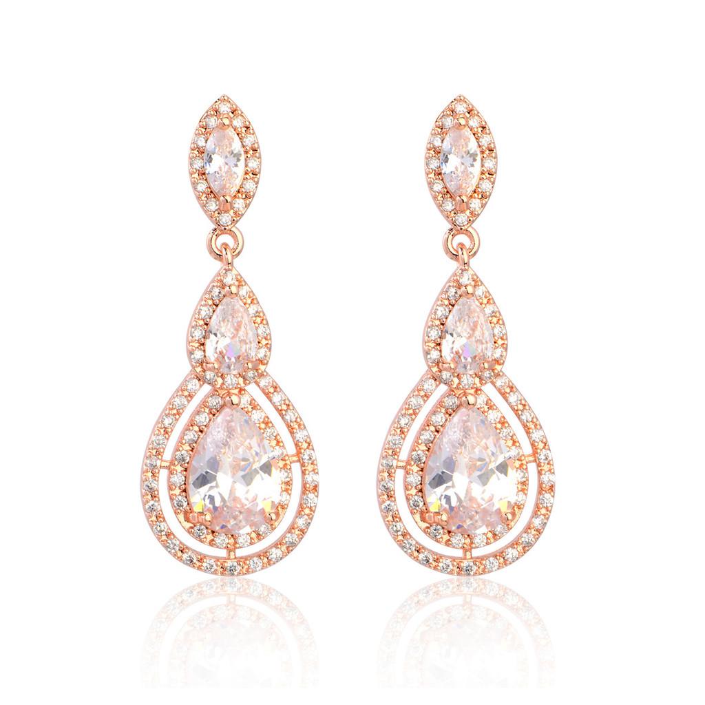 Elegant Water Drop Zircon Earrings For Women With Sparkling Cubic Zirconia And Highend Style