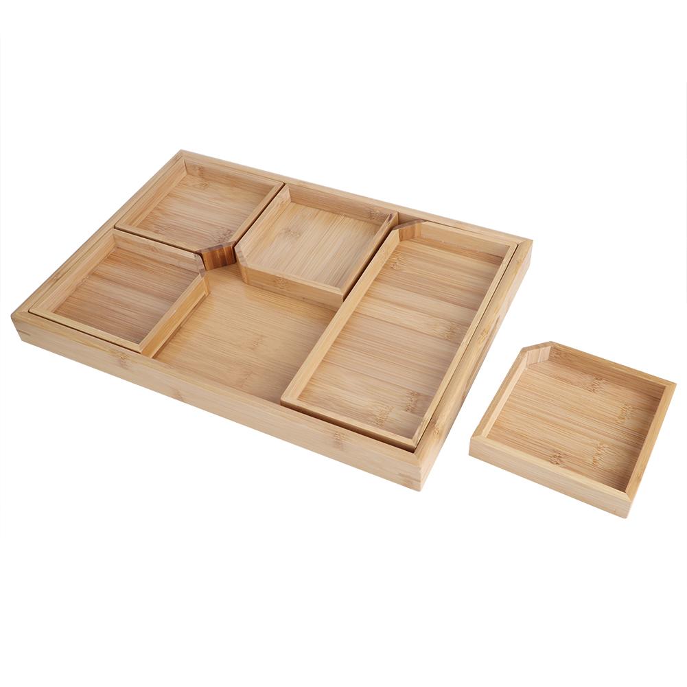 Household Bamboo Fruit Dessert Food Serving Plate Holder Multi Function Tea Cup Tray Tableware