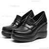 British Style Slip-on Women's Platform Shoes Wedges Office Ladies Fashion Loafers Thick-sole High Heel Pumps Black Size 34-43