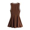 European and American Women's Clothing Spring New College Style V-neck Wide Pendulum Wave Dress