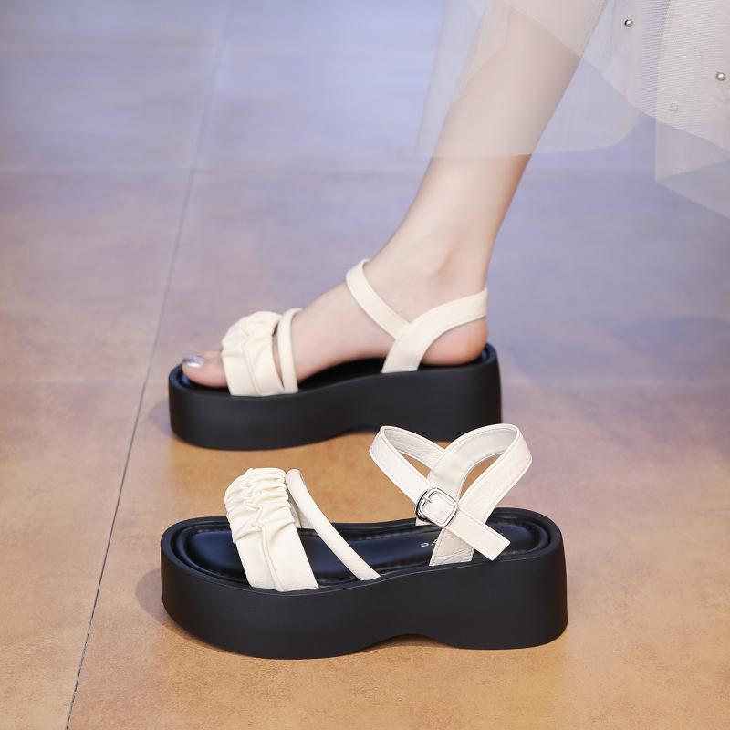 CRLAYDK Women's Sandals Ankle Strap Slides Platform Casual Beach Outdoor for Summer Ladies Wedge Walking Dressy Slippers