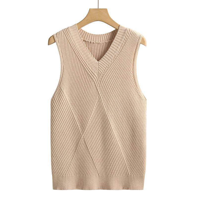 

Женский трикотажный жилет из чистого хлопка, антистатический трикотажный жилет, корейский стиль, облегающий универсальный топ без рукавов L