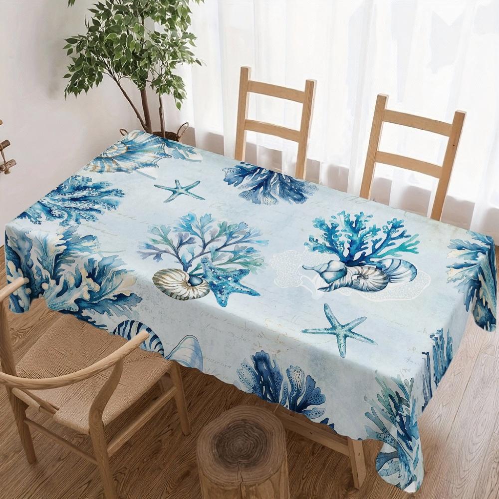 Koraal Zeester Rechthoekige Tafelkleed voor Tafeldecoratie Keuken Eetkamer Waterdicht Herbruikbaar Tafelkleden voor Tafel Binnen Buiten 140x180cm