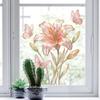 Window Decals Pink Floral Butterflies Design Double-Sided Visibility Electrostatic Adsorption Glass Sticker Home Shop Window Decoration