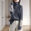 Frauen Winter Herbst Pullover Rollkragen Hals Schutz Langarm Gestrickte Warme Dicke Weiche Pullover Farbe Block Patchwork Dame Pullover