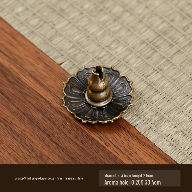 Double-Layer Antique Lotus Incense Burner for Tea Ceremony and Buddha Worship with Multi-Hole Sandalwood Stick Holder.