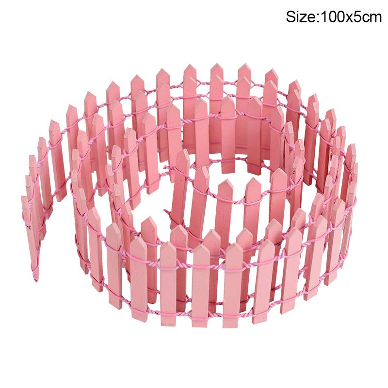 100CM Mini Wooden Fence Fairy Garden Fence Miniature DIY Fairy Garden Accessories Wood Barrier Dollhouse Home Craft Decoration