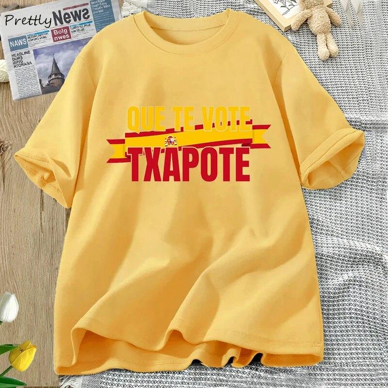 

Que Te Vote Txapote футболки испанский мем футболка женская унисекс забавная хлопковая футболка с круглым вырезом с коротким рукавом повседневная летняя футболка большого размера унисекс 4XL