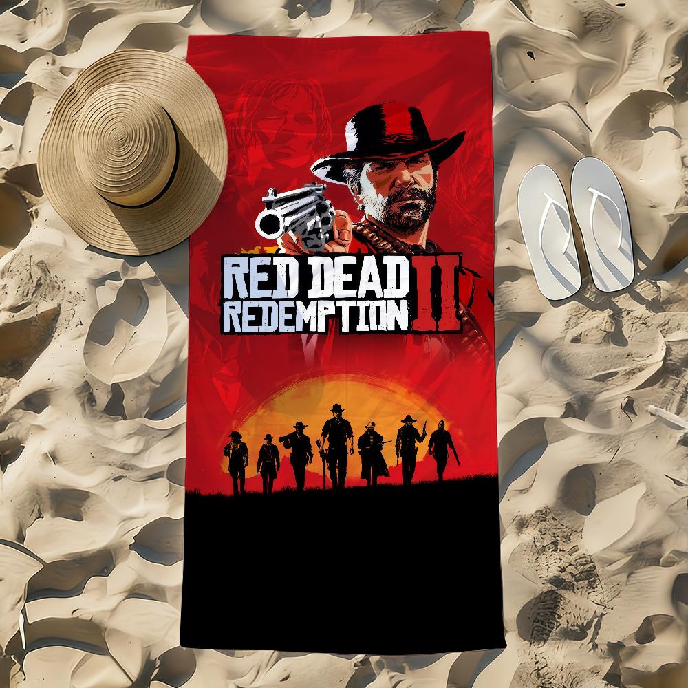 Handtuch Strandtuch Übergröße Spiel Schnell D-Dead Trocknend Handtuch Saugfähig Weich Schwimmen 2 Strandtücher rot R-Redemption für Männer Frauen