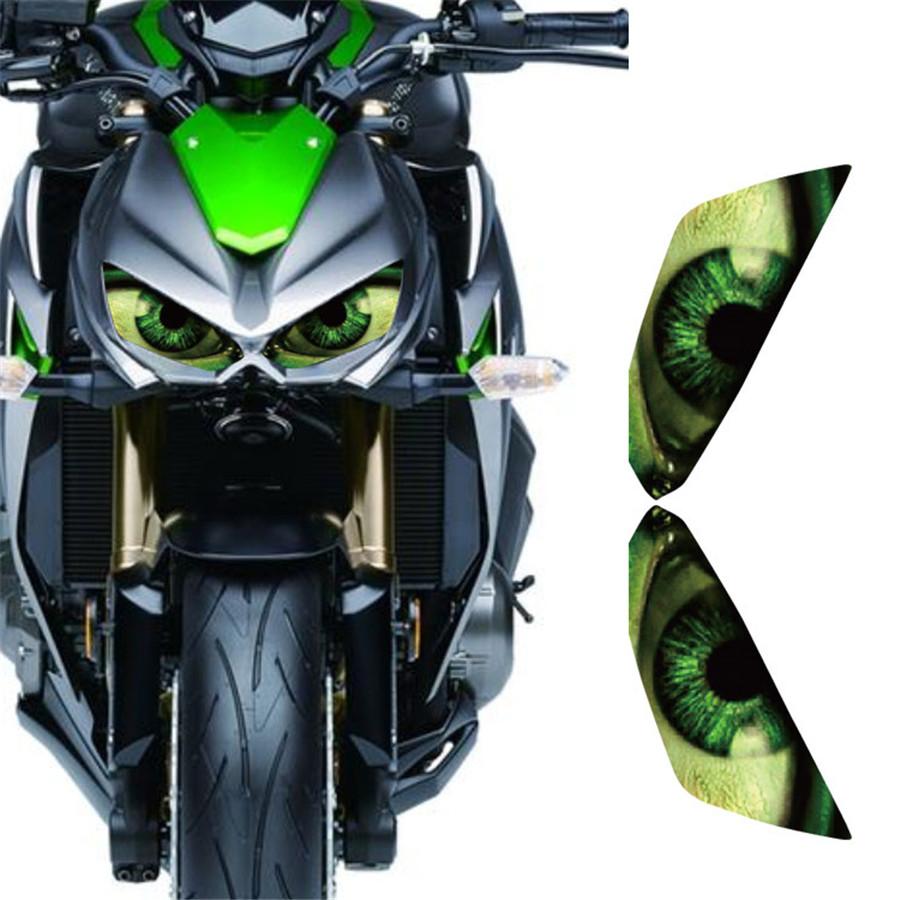 For 2014-2016 Kawasaki Z1000 Headlight Sticker Headlamp Decor Green Eye Decal X2