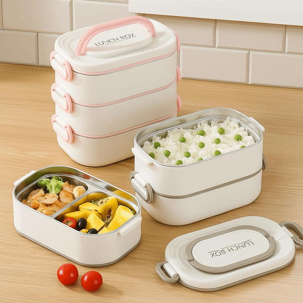 Large Capacity Stainless Steel Lunch Box Insulated Divided Food Storage Container  for Home
