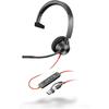 HP Poly Blackwire 3310 Monaural Microsoft Teams Certified USB-C Headset +USB-C/A Adapter