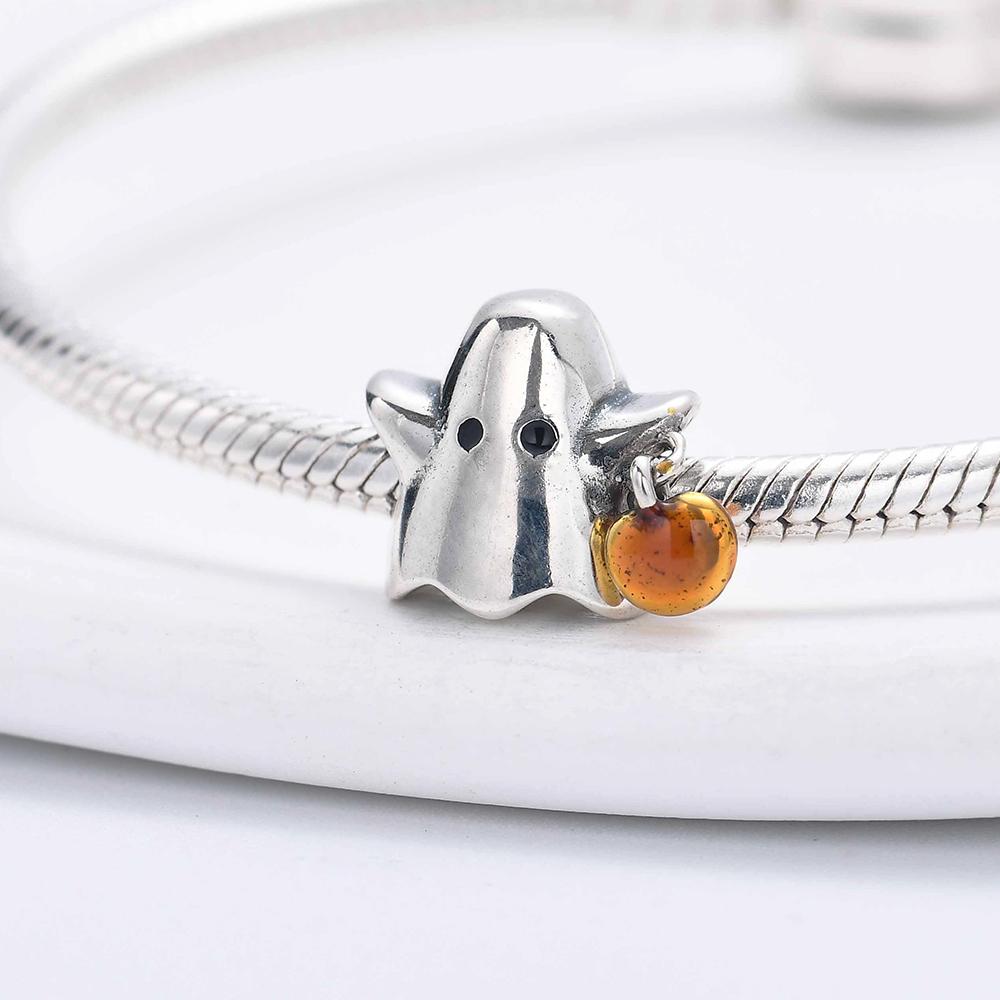 New Copper Halloween Series Skull Spider Web Beading Pendant Fit Original Charms Bracelet Women Jewelry Gift