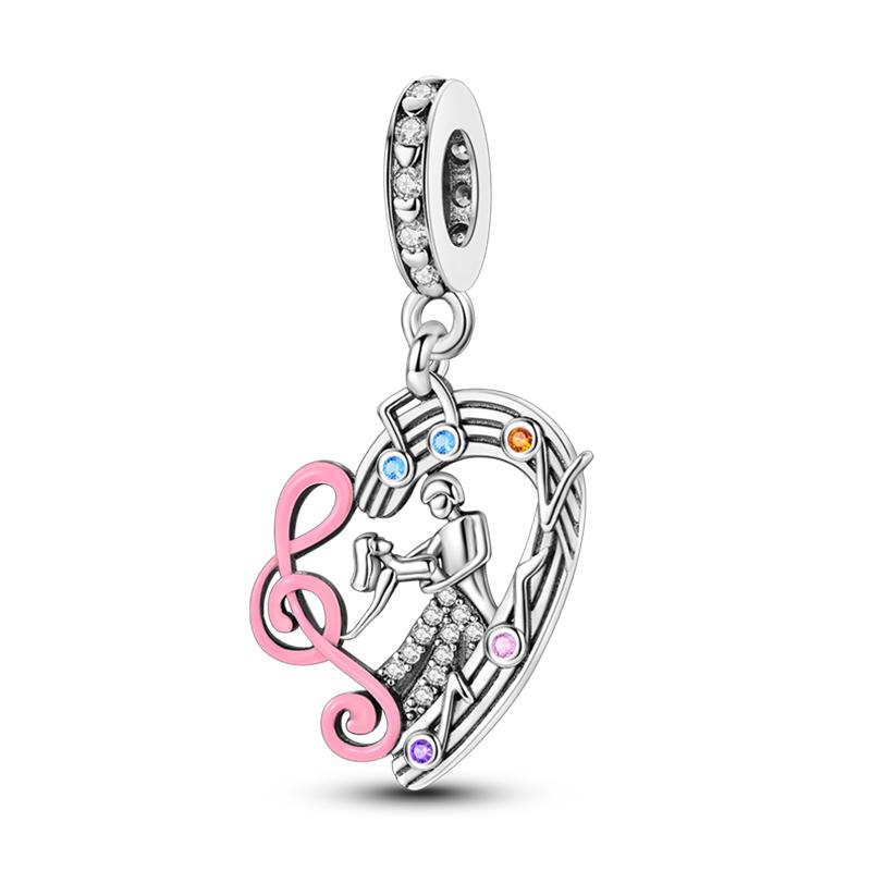Piano Harp Violin Mike Headset Notescopper Music Series Charms Beads Fit Pan Original Bracelets Diy Fine Jewelry Gifts