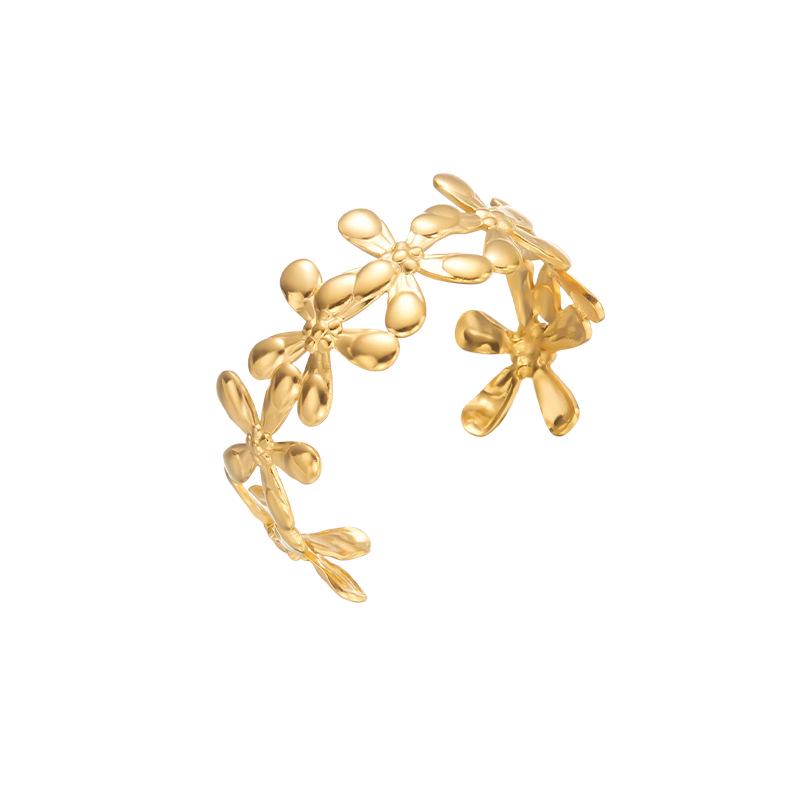 Bracelet Ouvert Ajustable Luxe Floral Européen