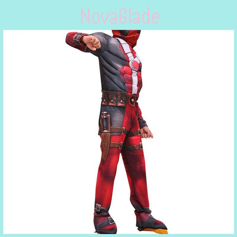 Deadpool Cosplay Costume For Boys Featuring Lifelike Muscle Design And Breathable Fabric