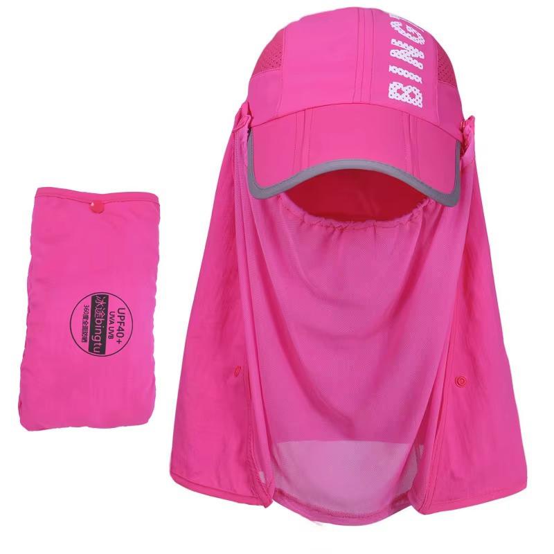 Packable Foldable Summer Sun Shield Baseball Cap with Mesh Panels Detachable Full Face Neck Protection for Travel Cycling Beach