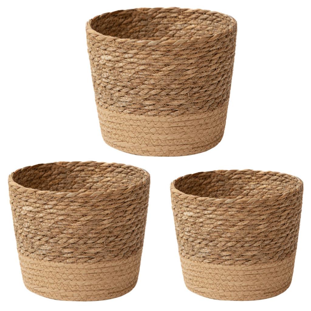 Natural Woven Flower Basket Straw Wicker Planter Storage Baskets Large Capacity Pots for Family Friend Neighbor Gift