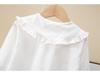 Spring & Autumn Girls' Cotton Doll Collar Long Sleeve Shirt - Casual Trendy Top for Kids