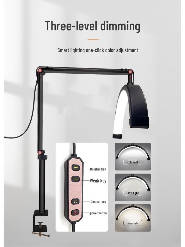 16" Half-Moon Beauty Light 20W with Articulated Arm for Nails, Microblading, Eyebrows, Eyelashes, Extensions, and U-Shaped Light