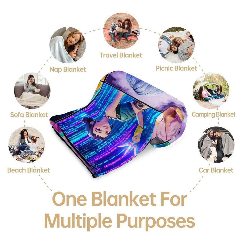 K Pop Flannel Blanket Demon Hunters Ultra Warm Soft Throw Blanket for Office Bedding Cover Plush Thin Quilt Holiday Decor Fans