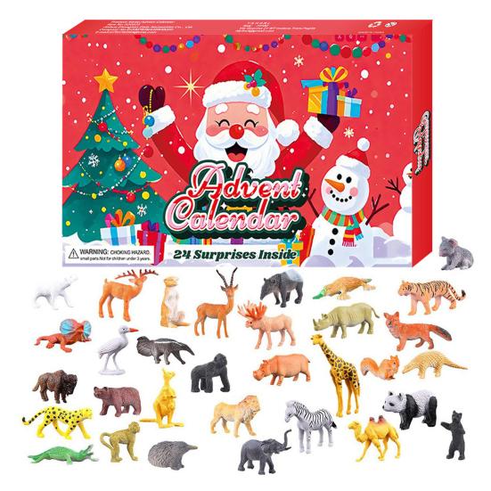 Christmas Advent Calendar with 24 Animal Figures Daily Countdown To Christmas for Kids Interactive Parent-Child Fun Gift Collection