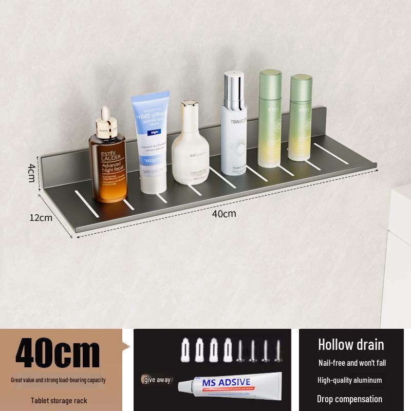 

Настенная полка для ванной без сверления с местом для смесителя и зеркала