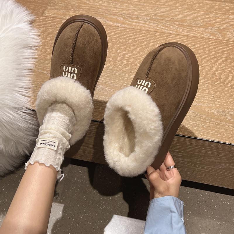 Mode Neue Rutschfeste Winter Damen Hausschuhe Draußen 2024 Heißer Verkauf Damen Stiefel Warmes Kurzes Plüsch Draußen Runde Zehen Damen Schuhe