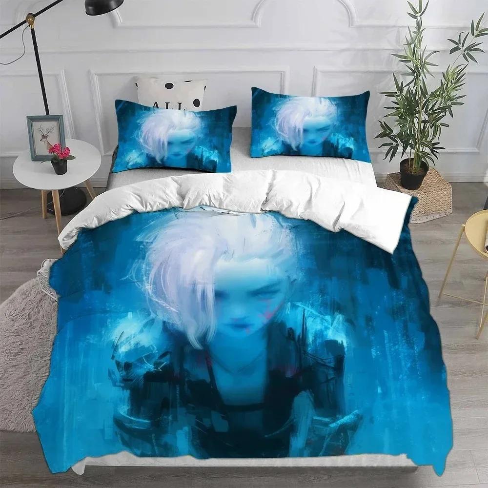 Jinx Arcane Bedding Sets Quilt Bed Cover Comforter Duvet Cover Pillow Case 2-3 Pieces Sets Kids Adult Bedroom Decoration