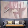Cute Anime Girl Tapestry Wall Hanging Kawaii Pink Manga Large Cloth for Dorm Bedroom Aesthetic Decor