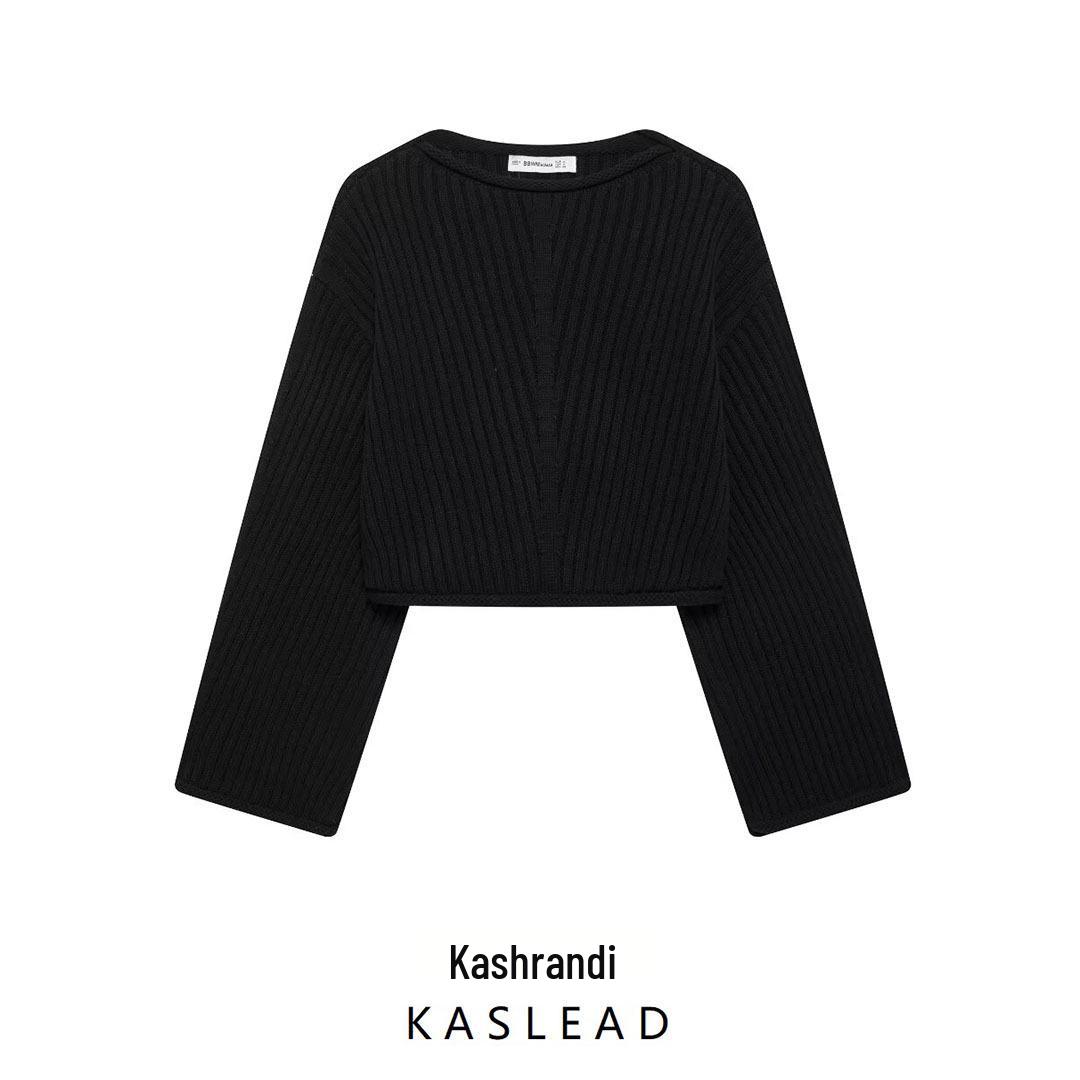 

2024 Autumn Women s European & American Style Ribbed Knit Sweater Small