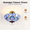110-220V Umbrella-Shaped Retro Classic Ceiling Light, Painted Glass Lampshade for Kitchen and Corridor Fixtures