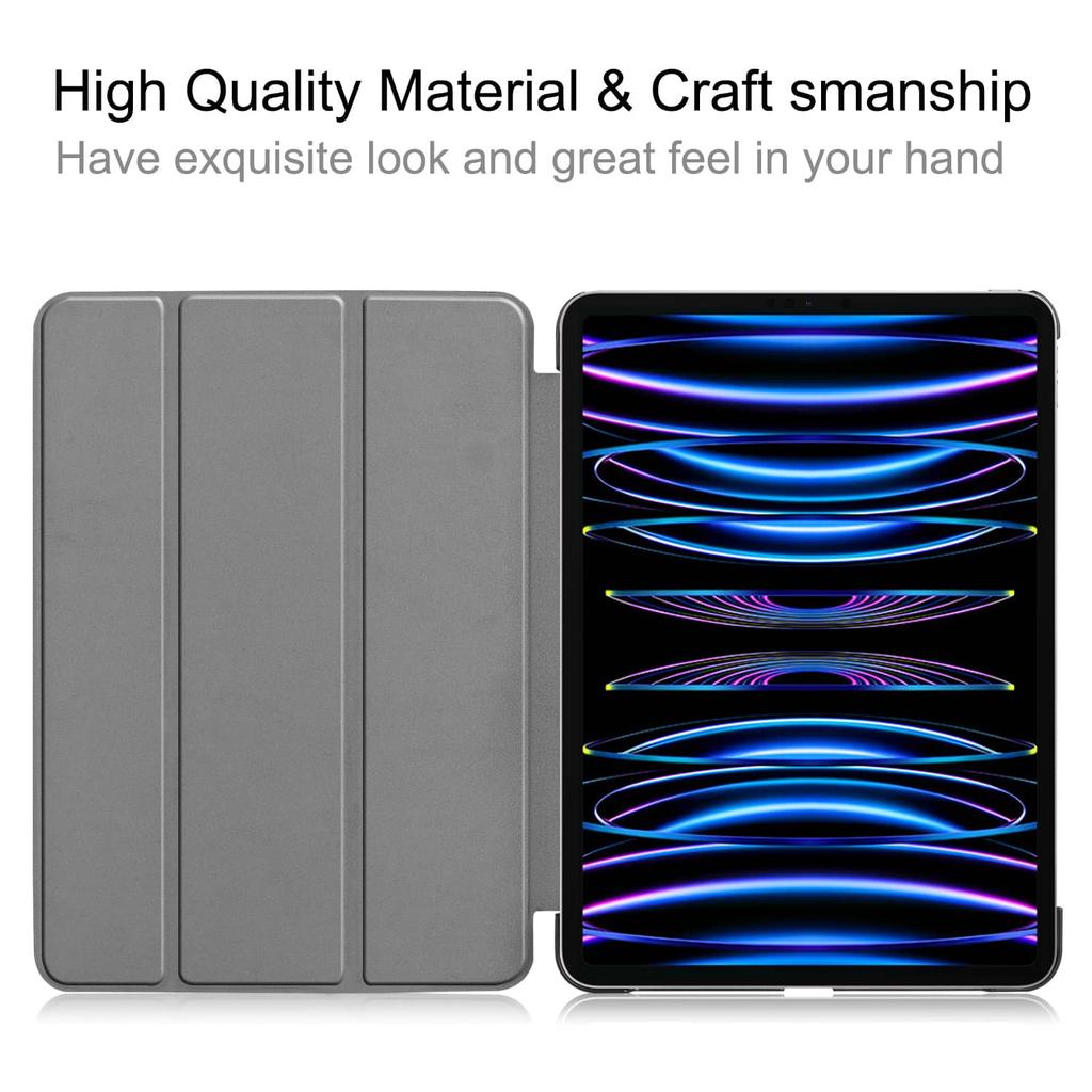 Funda para iPad Pro 11'' 2018 2020 2021 2022 con [Soporte Plegable en Tres Secciones + Activación/Reposo Automático], Colorida Funda de Piel PU Premium a Prueba de Golpes