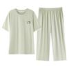 Pajamas Women's 1011 New Spring and Summer Thin Short-sleeved Large-size Cropped Pants Loungewear Modal Suit