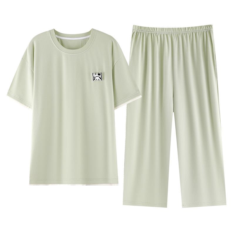 Pajamas Women's 1011 New Spring and Summer Thin Short-sleeved Large-size Cropped Pants Loungewear Modal Suit