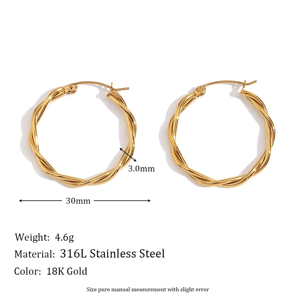 

E.B.belle Thin Twists Ring Hoop Earrings Water Resistant 316L Stainless Steel Women s Earrings Gold Plated Jewelry