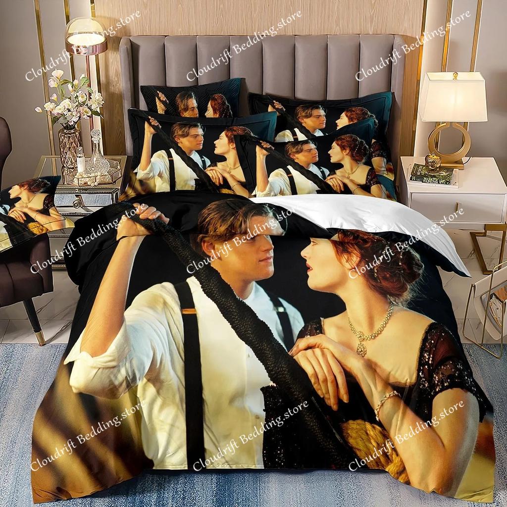 Juego de Ropa de Cama con Diseño del Barco Titanic Océano Impresión 3D Funda Nórdica para Niños Funda de Almohada Dormitorio Niños Niñas Doble Queen King Juego de Cama