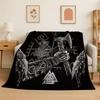 Viking Totem Nordic Rune Valhalla Vegvisir Odin Flannel Blanket Soft Throw Blanket for Bedroom Living Room Bed Travel Picnic Nap