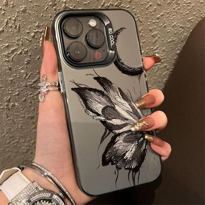 Dark Butterfly Electroplate Silver IMD Phone Case For  Mi 14 13 12 12T 13T Pro 11 Lite 5G NE Poco F5 X5 X6 Pro 5G Cover