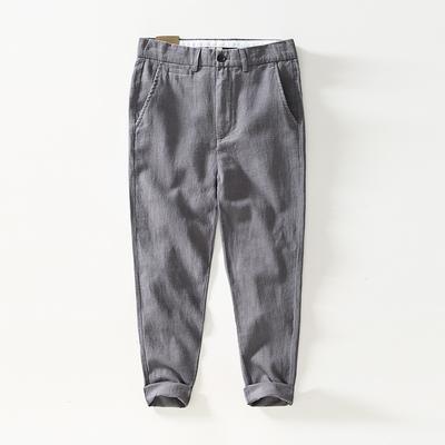Beach Breathable Summer Men's Pants Japanese Style Cotton Linen Straight Long Pants Commute Daily Casual Men Trousers
