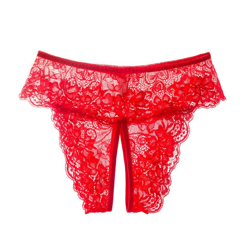 Xl - 4Xl Stretching Lace Panties Plus Size Briefs For Sex Transparent Underwear Erotic Open Crotch Thongs Women Sexy Lingerie
