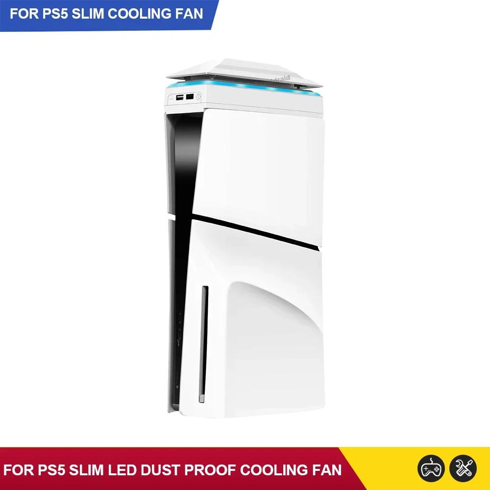 Ventola di Raffreddamento Superiore per PS5 Slim con Luce LED RGB Radiatore Host di Gioco Ventola di Raffreddamento Superiore Antipolvere per Console PS5 Slim