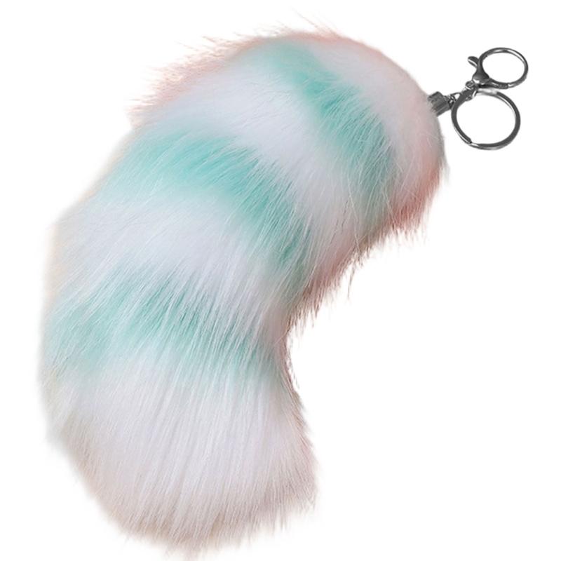Plush Foxes Tail Keychain Soft And Cute Accessory Plush Keyring Decors For Bags Keys Or Home Decors 18cm Long